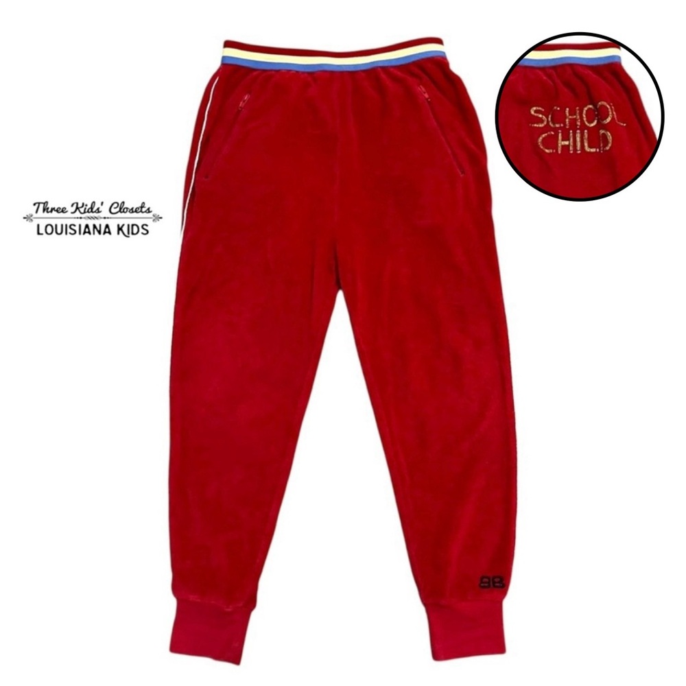 Bandy Button 10-11Y School Child Red Terry Jogger Pants